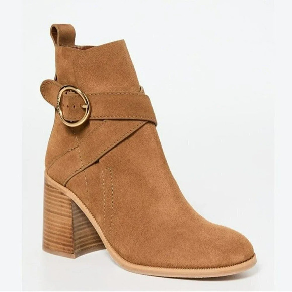 See By Chloe Women's Lyna Ankle Boot Tan Suede Size 40 EU / 10 US (MSRP $525) - Picture 1 of 12
